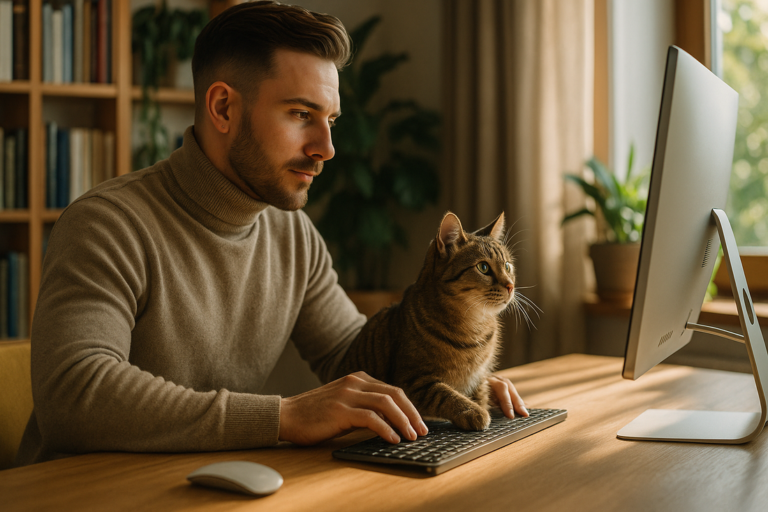 🐱 Working from Home with Your Cat: Focus & Snuggle Time Combined