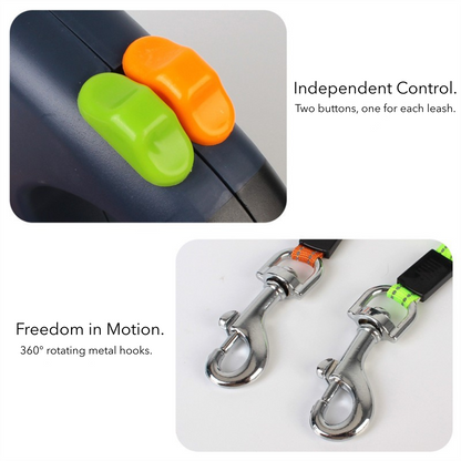PawLink™ Pro – Doppelt einziehbare Hundeleine 